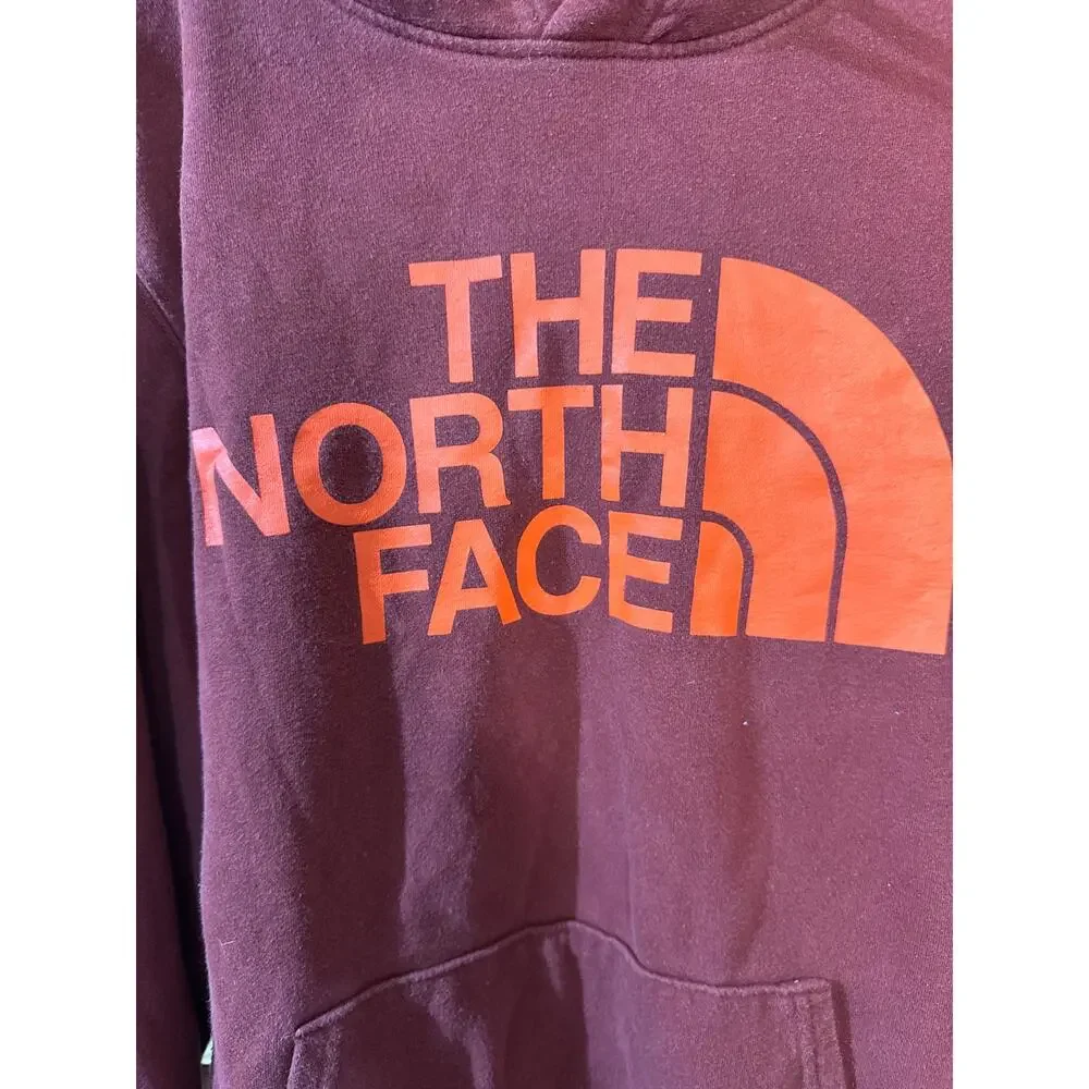 The North Face Full Zip Hoodie Maroon Burgundy Heathered Fleece Sweatshirt M